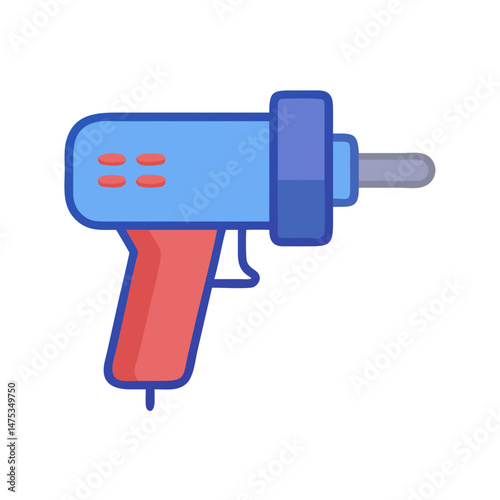 Cute cartoon sealant gun on plain White Background illustration