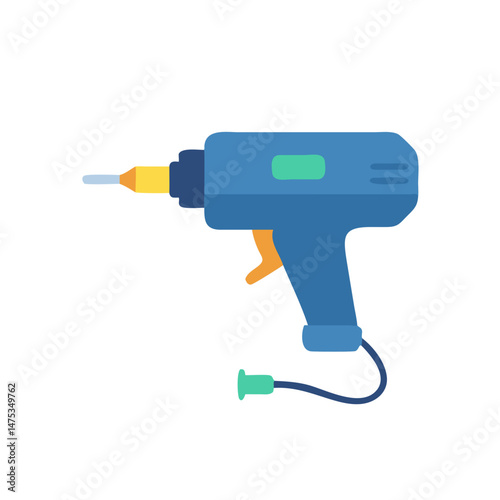 Flat illustration of a blue soldering gun on White