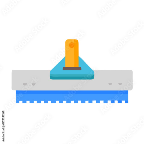Flat illustration of a notched squeegee with solid colors