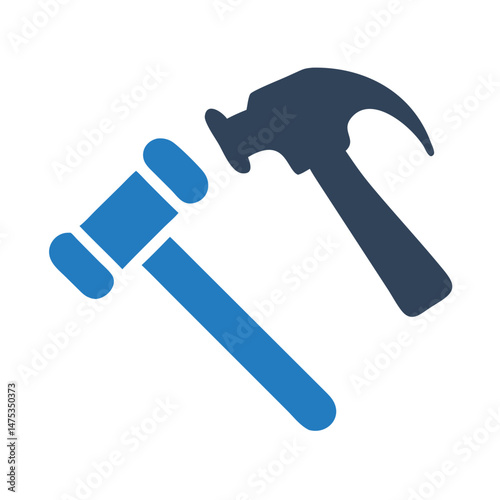 Graphic image showing a gavel and hammer on White