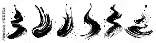 smoke swirl brush stroke vector elements in ink style