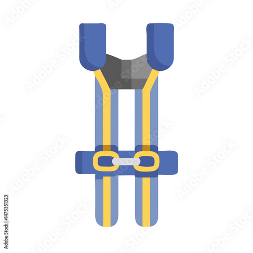 Blue and yellow safety harness illustration on White Background