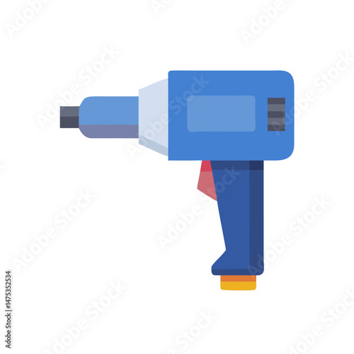 Isolated blue drill tool on White Background in flat style