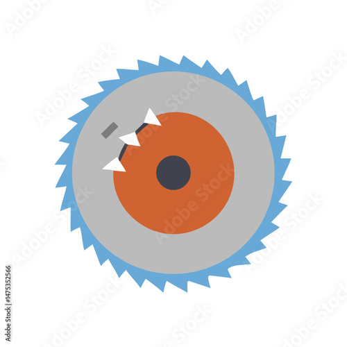 Isolated flat vector circular saw blade illustration on White