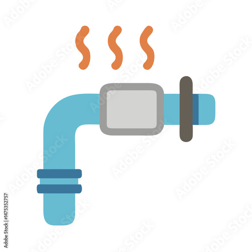 Stylized illustration of a hot water pipe on White backdrop