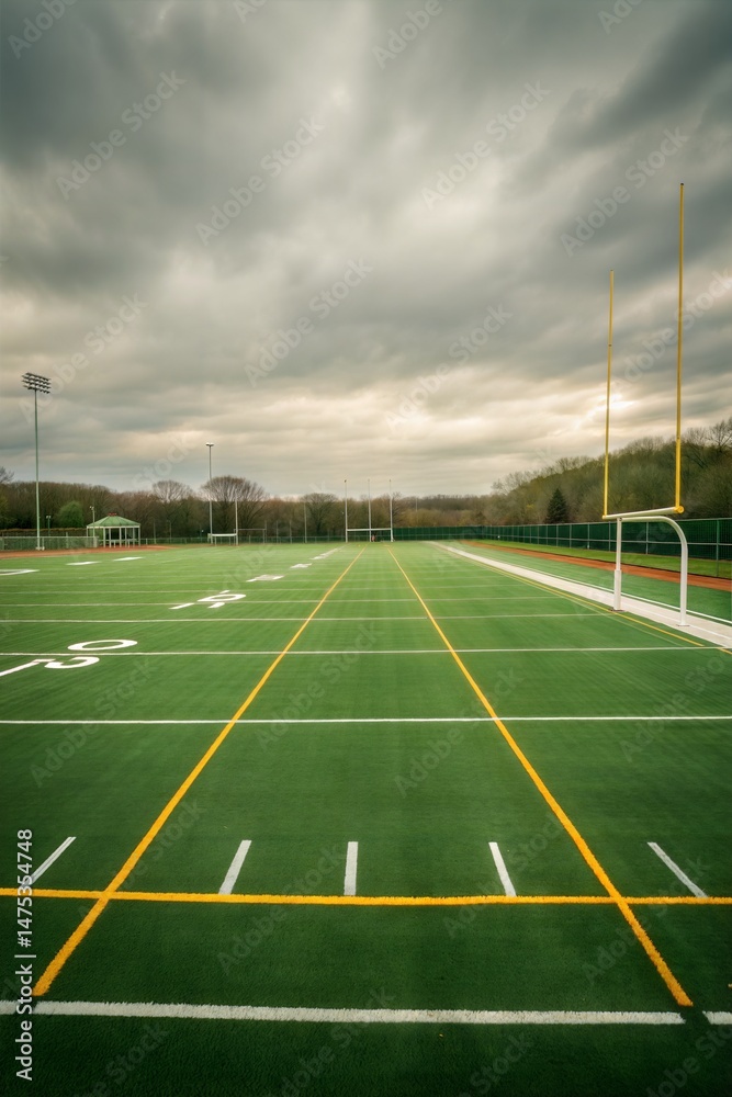 Fototapeta premium Empty Sports Field for American Football and Lacrosse 