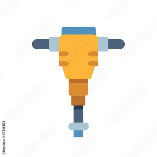 Flat illustration of a jackhammer on a White Background