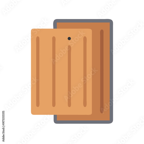 Two stylized cutting boards with vertical lines, kitchen tools