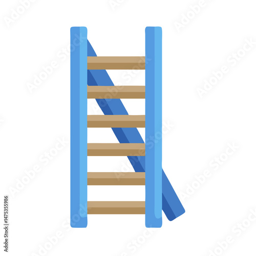 Illustration of a simple blue and brown wooden ladder