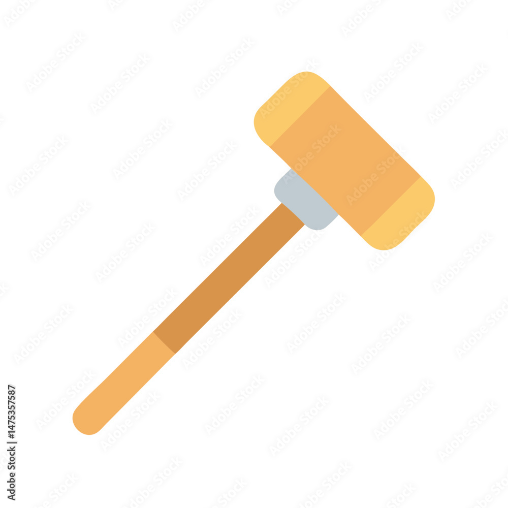 Wooden mallet on White Background, digital flat illustration Wooden mallet on White Background, digital flat illustration