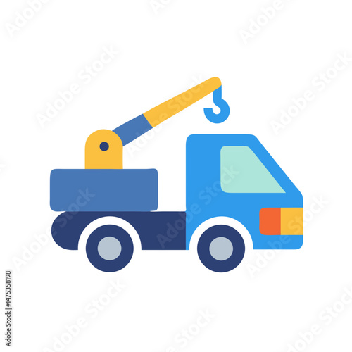 Flat design tow truck icon on a White Background
