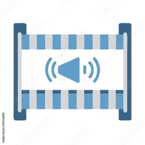 Speaker icon displayed on vintage movie film roll frame