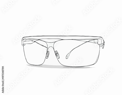 Minimalist Line Art Illustration of AR Glasses Projecting Information onto a User's View, Emphasizing Innovation and Connectivity.