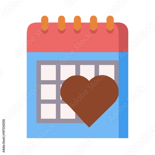 Calendar icon with heart shape marking a special date