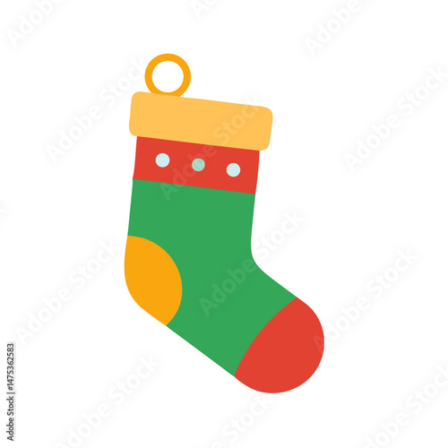 Christmas stocking icon flat design on black background