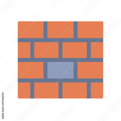 Flat brick wall with a single removed brick
