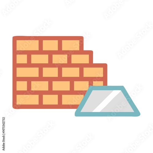 Vector illustration of brick wall with ramp, White Background