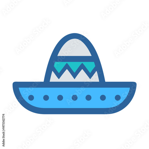 Stylized light blue sombrero icon on a black background