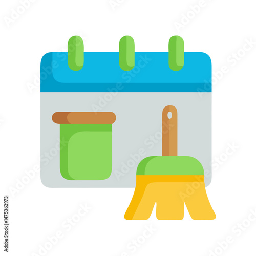 Calendar icon with paint brush for event cleanup