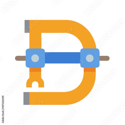 Isolated orange clamp illustration against solid White Background rendering