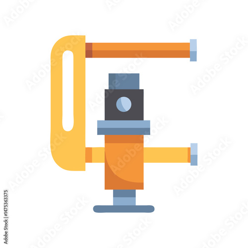 Illustration of an orange clamp with blue accents on White