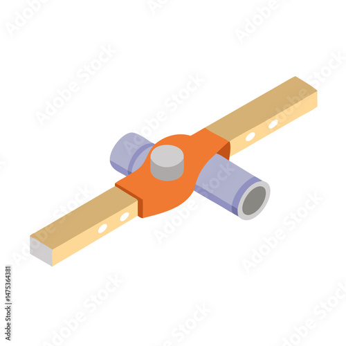 Isometric view of mechanical assembly with geometric shapes components
