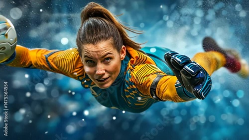 Goalkeeper in Action: A Dynamic Dive for Victory
