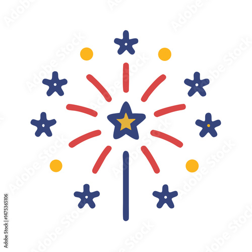 Patriotic star burst icon on a stark black background
