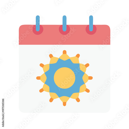 Calendar flat icon illustration of summer beach holiday date