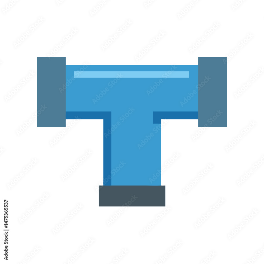 Isometric blue pipe T-junction isolated on White Background Isometric blue pipe T-junction isolated on White Background