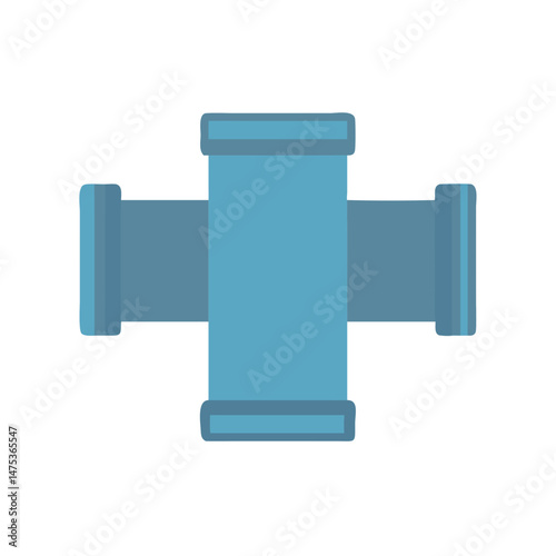 Blue pipe crossing juncture isolated on White backdrop illustration