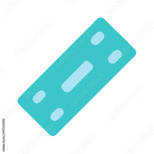 Light blue tablet in flat design against White Background