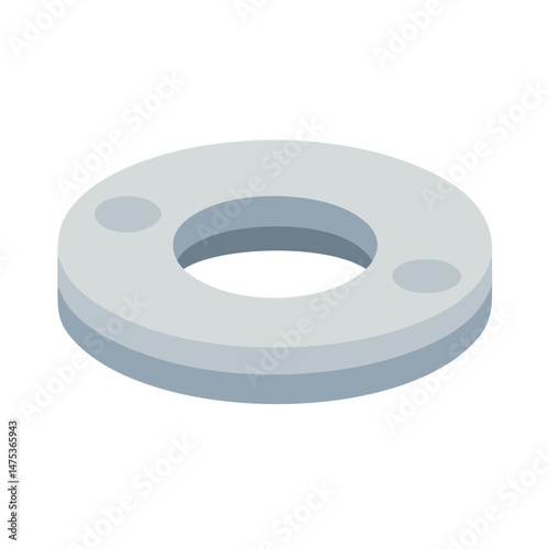 Isometric gray metal industrial flange isolated on White Background