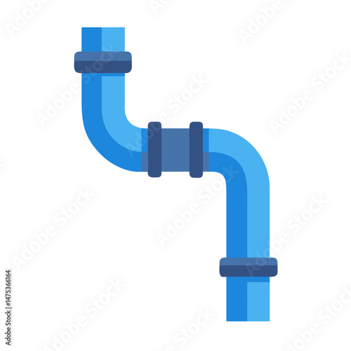 Blue pipeline flat vector icon isolated on White Background