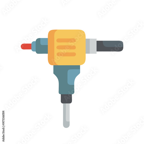 Simple flat vector illustration of jackhammer on White Background