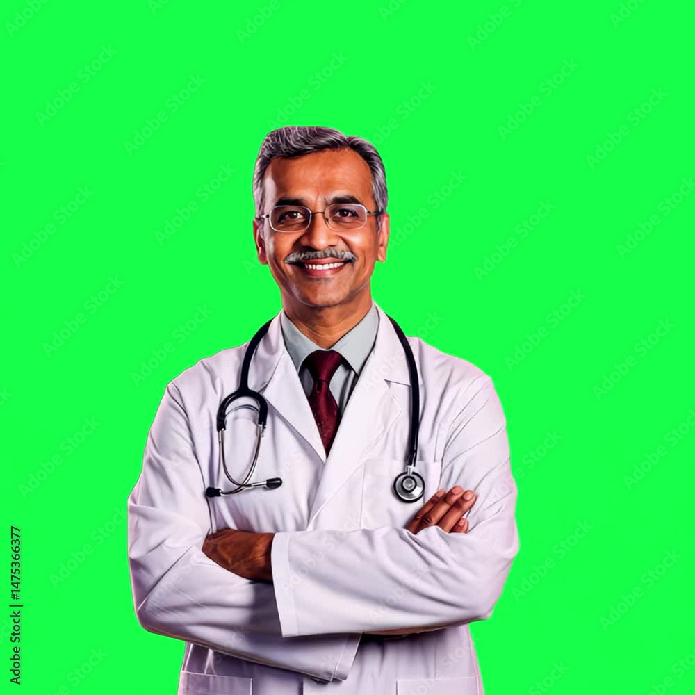 Indian doctor animation, transparent 4K video, green screen Indian doctor animation, transparent 4K video, green screen