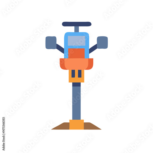 Cartoon-style rammer compactor for construction and industrial concepts