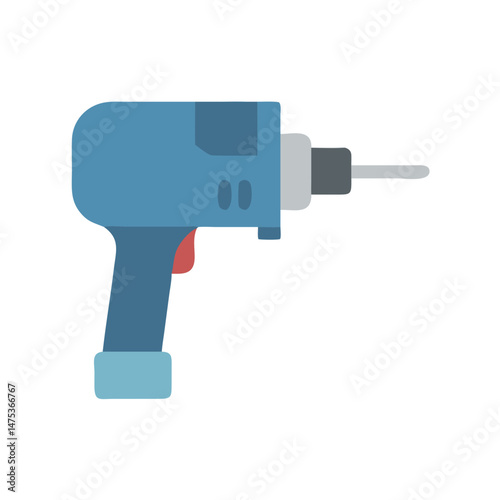 Flat design illustration of a blue electric drill isolated