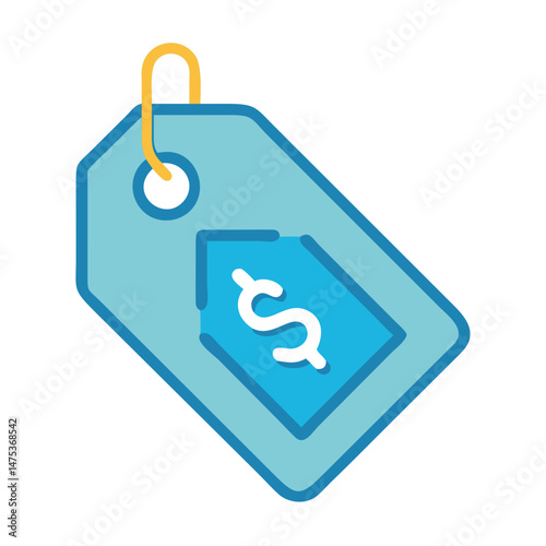 Illustration of a blue price tag with dollar symbol