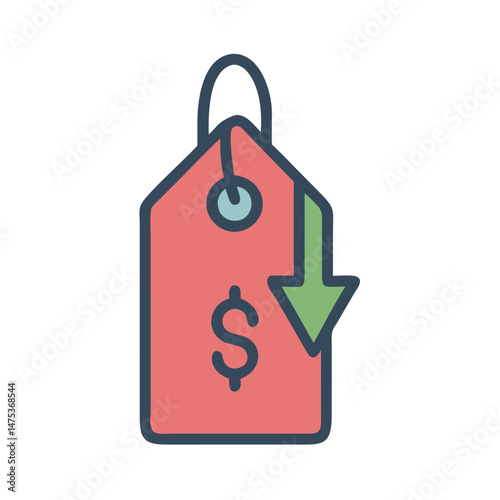 Sale tag icon with dollar sign and downward arrow