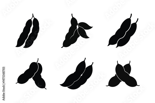  edamame black silhouette of edamame pods