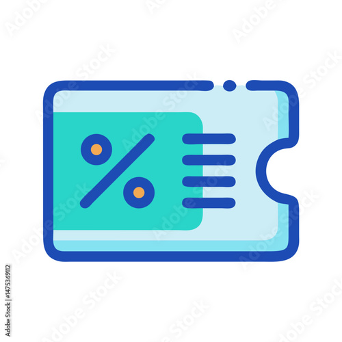 Isolated discount coupon card icon with percentage design element