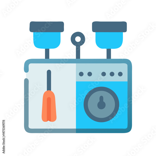 Vintage style water testing machine in flat graphic illustration