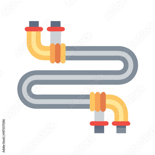 Stylized Pipes and Connectors on White Background Illustration
