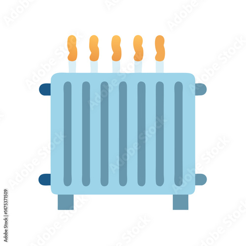 Stylized blue radiator with orange details on White Background