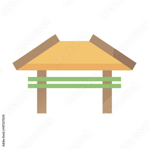 Flat design wooden park shelter illustration on White Background