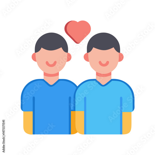 Loving same sex couple icon with heart symbol