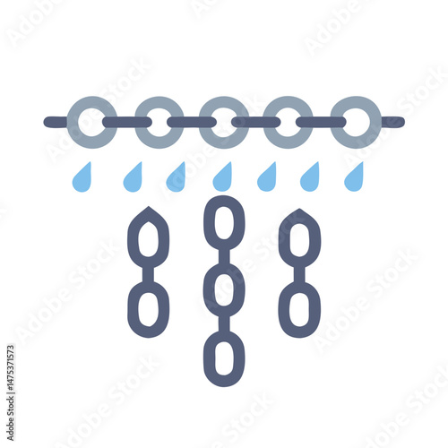 A digital illustration of chain links with falling raindrops