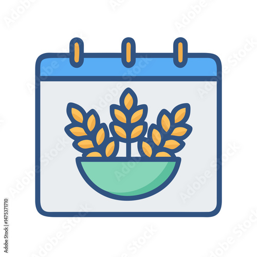 Calendar with wheat icon for harvest or autumn event