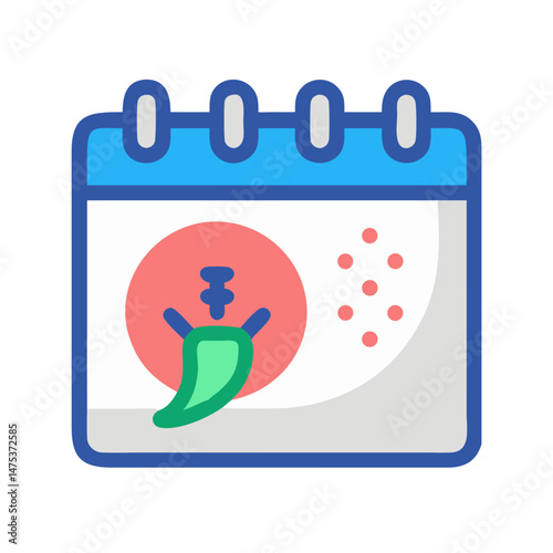 Calendar page with tomato and tomato plant leaf icons